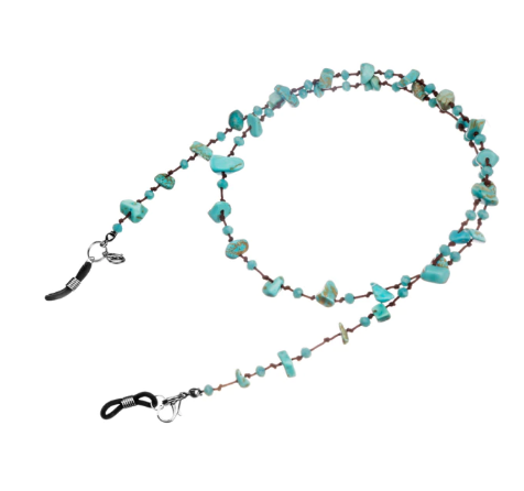 Chaîne pour lunettes ou masque 8 - Pierres turquoises